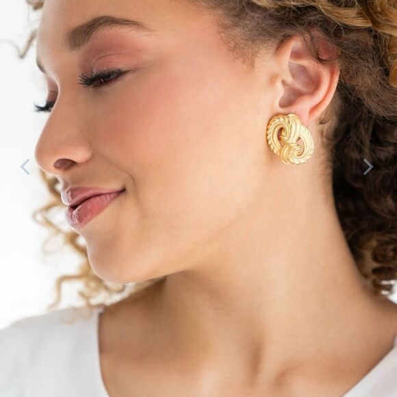 Twisted Gold Rope Earrings - Picture 3 of 3